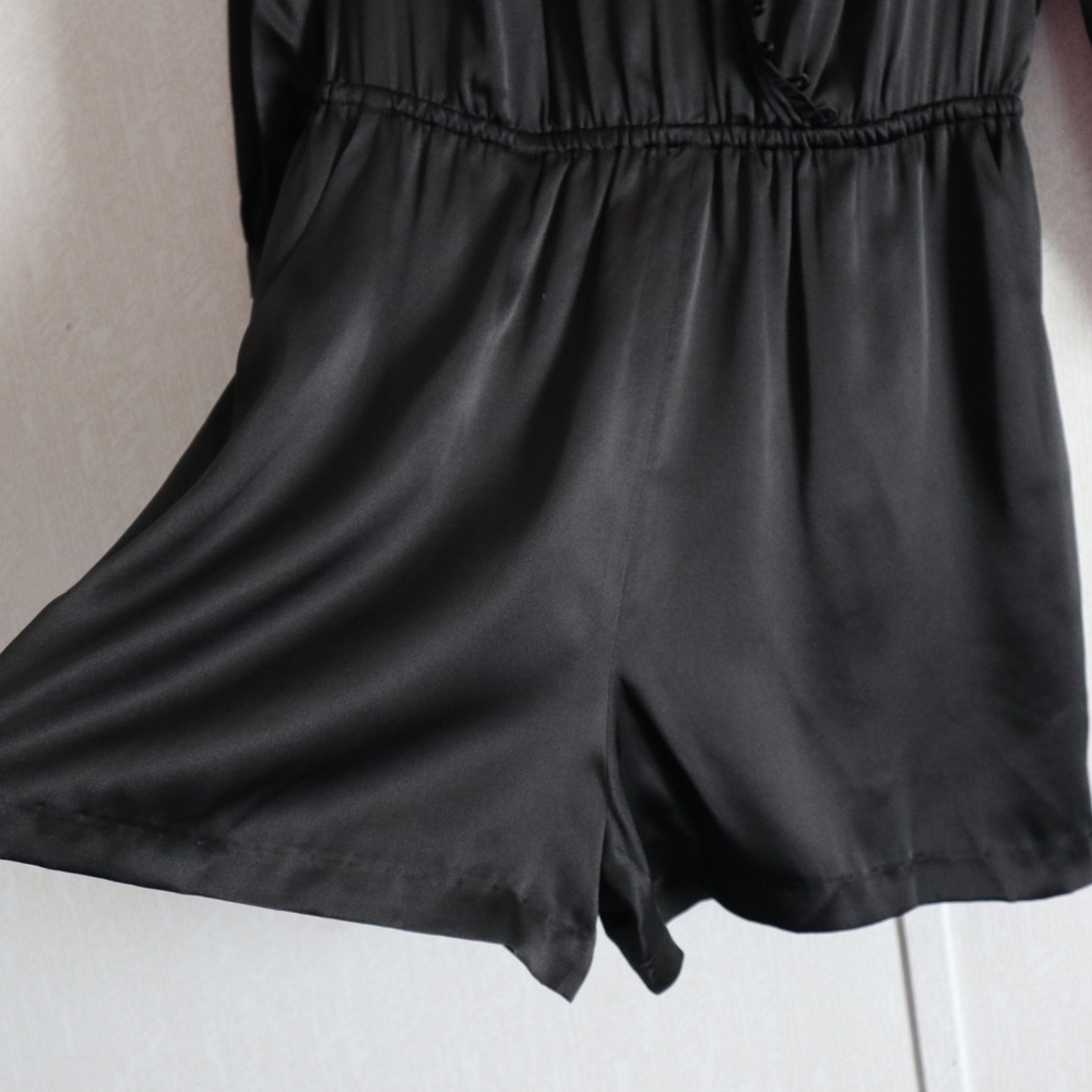 L'agenece Silk Long Sleeve V-Neck Romper - Picture 9 of 10